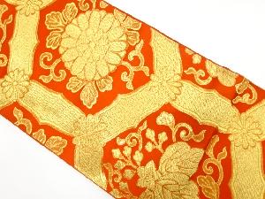 アンティーク　亀甲に菊唐草模様織り出し袋帯（着用可）